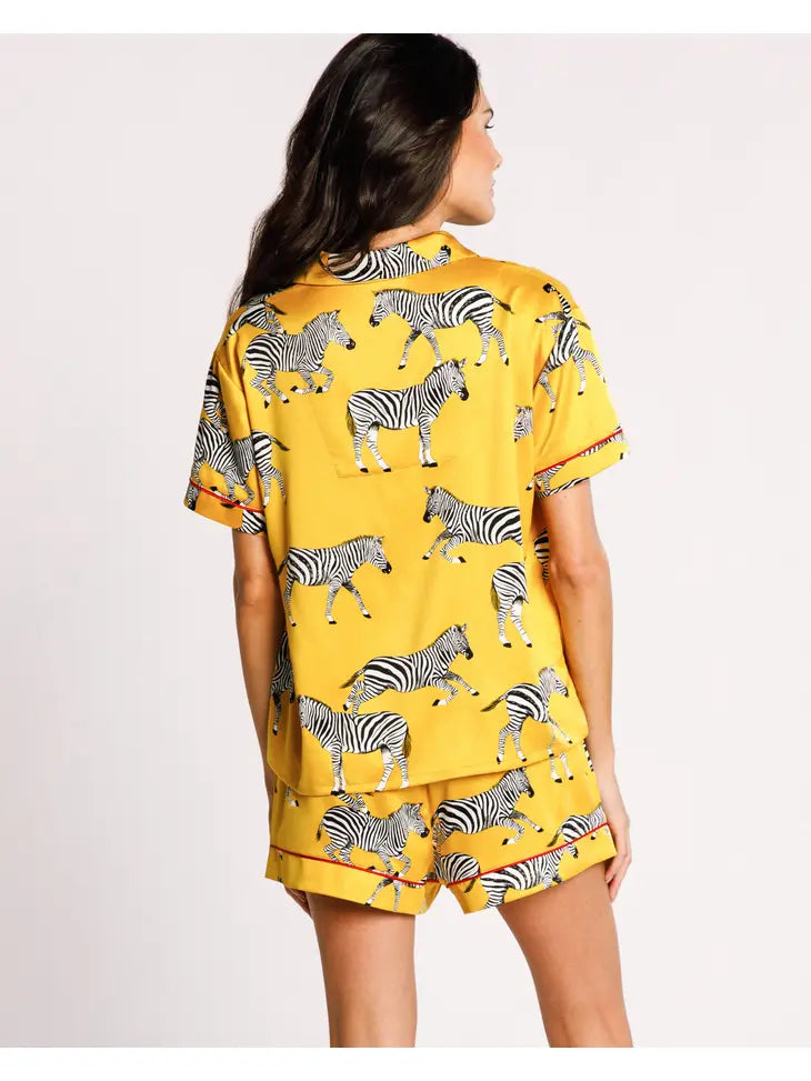 Zebra Satin Pajama Short Set