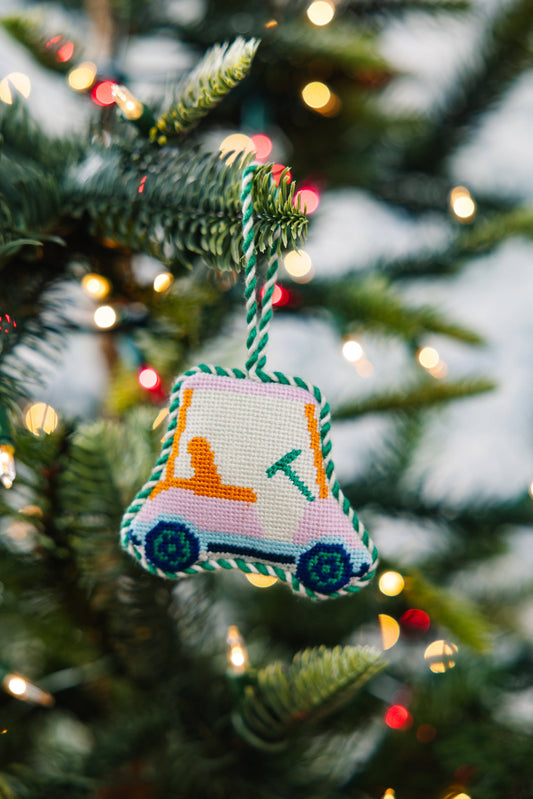 Needlepoint Icon Ornament - Golf Cart
