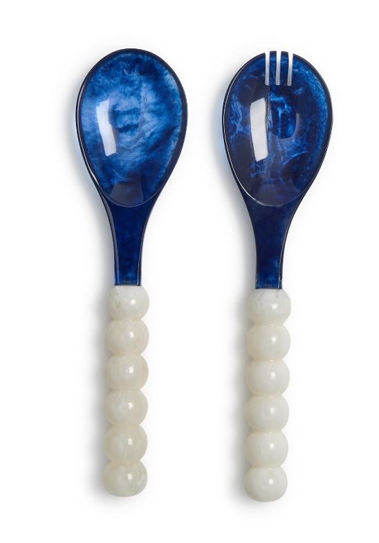 Blue and White Salad Server Set