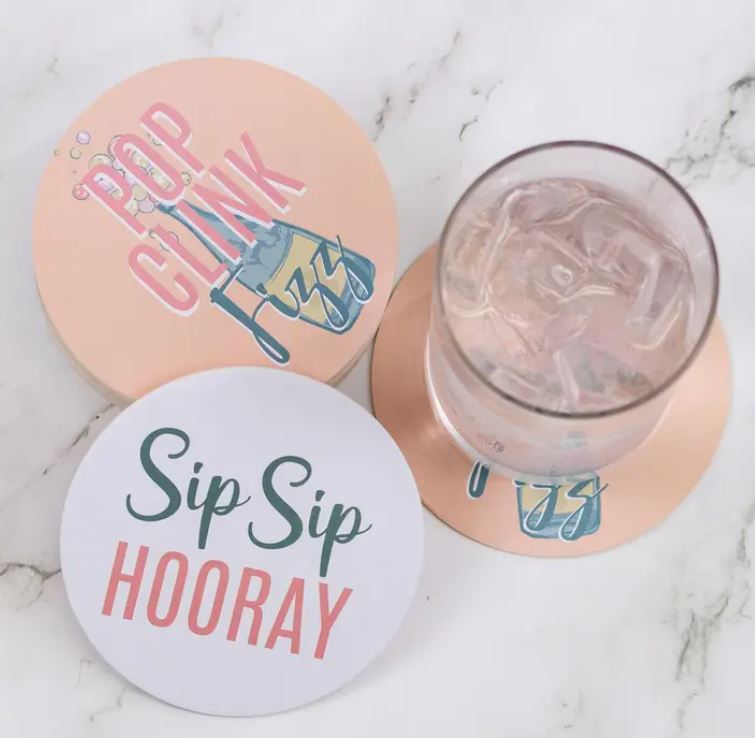 Champagne Reversible Paper Coasters