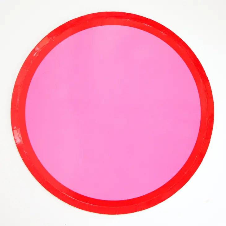 Colorblock Paper Dinner Plates - Red/Pink