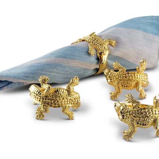 Gold Alligator Napkin Rings