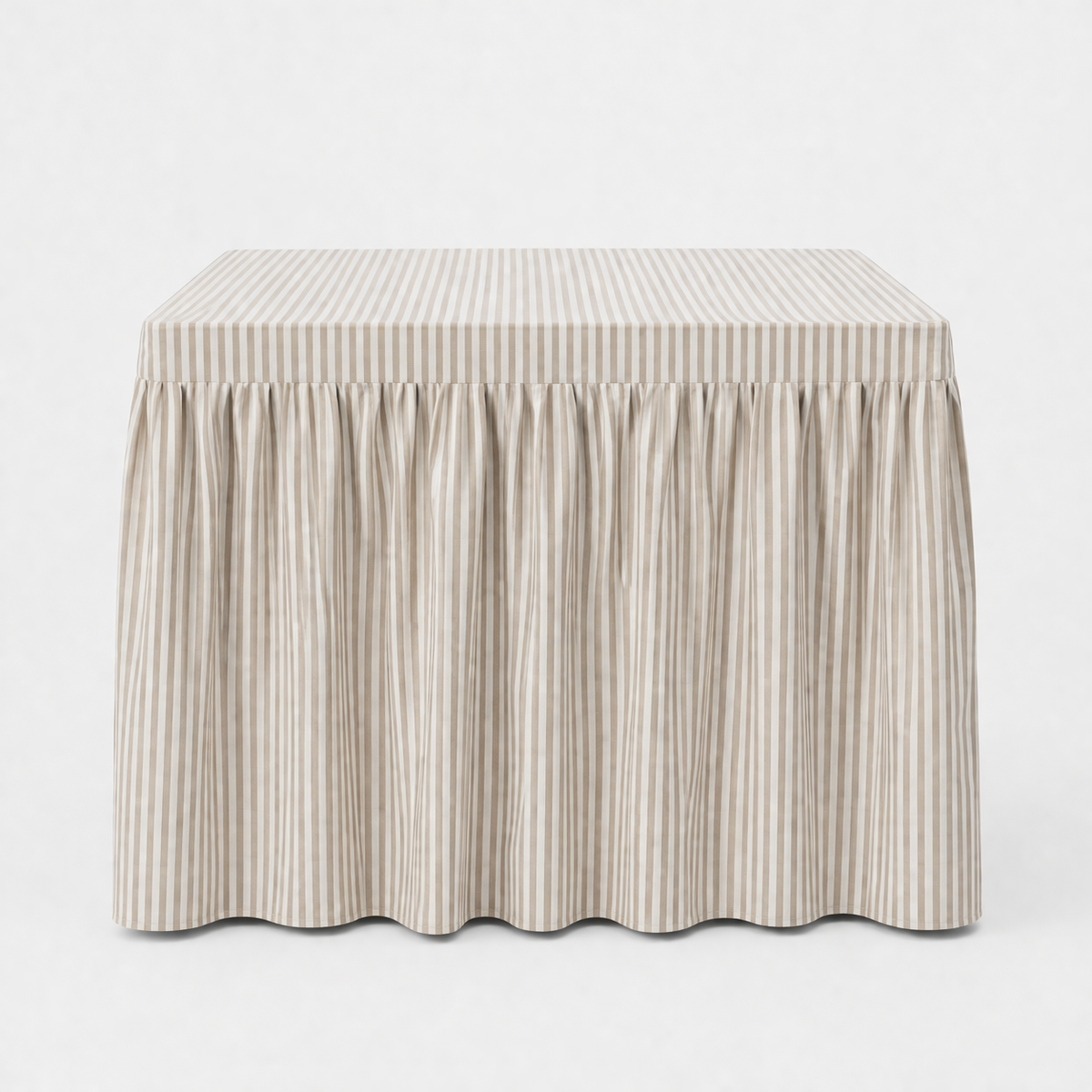 Mahjong Game Tablecloth -Skirted Linen Oatmeal Stripe