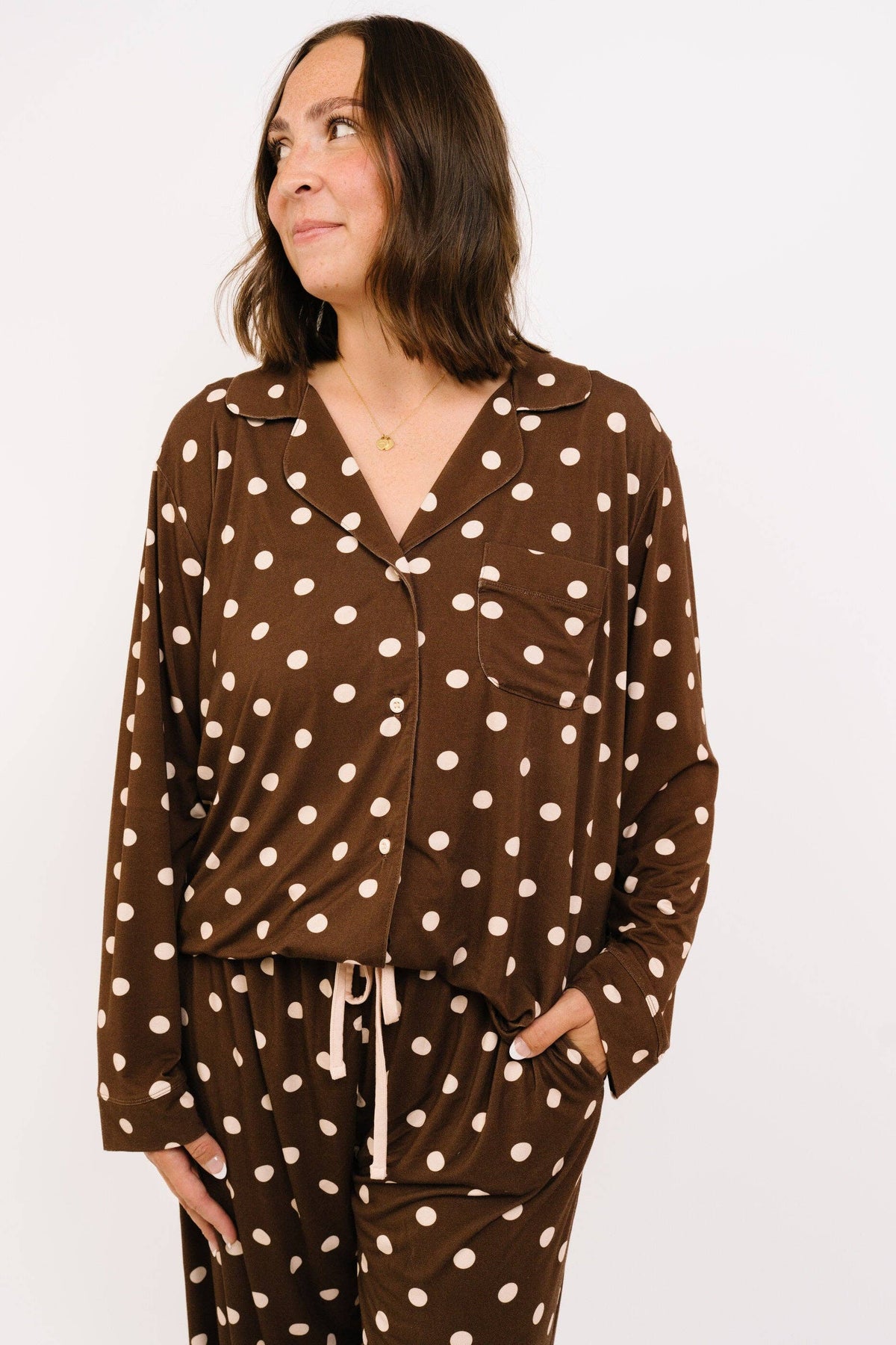 Espresso Polkadot Women's Bamboo Pajama Set