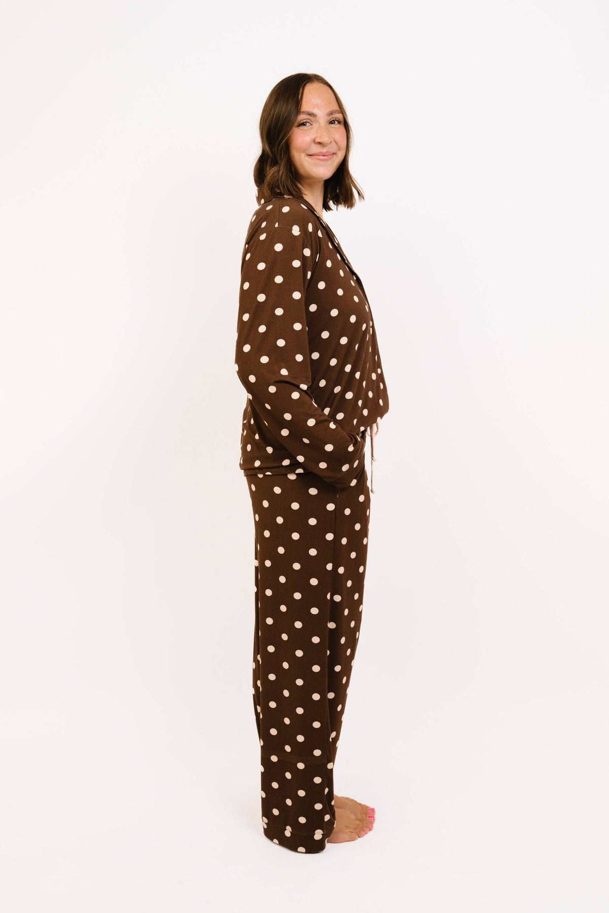 Espresso Polkadot Women's Bamboo Pajama Set