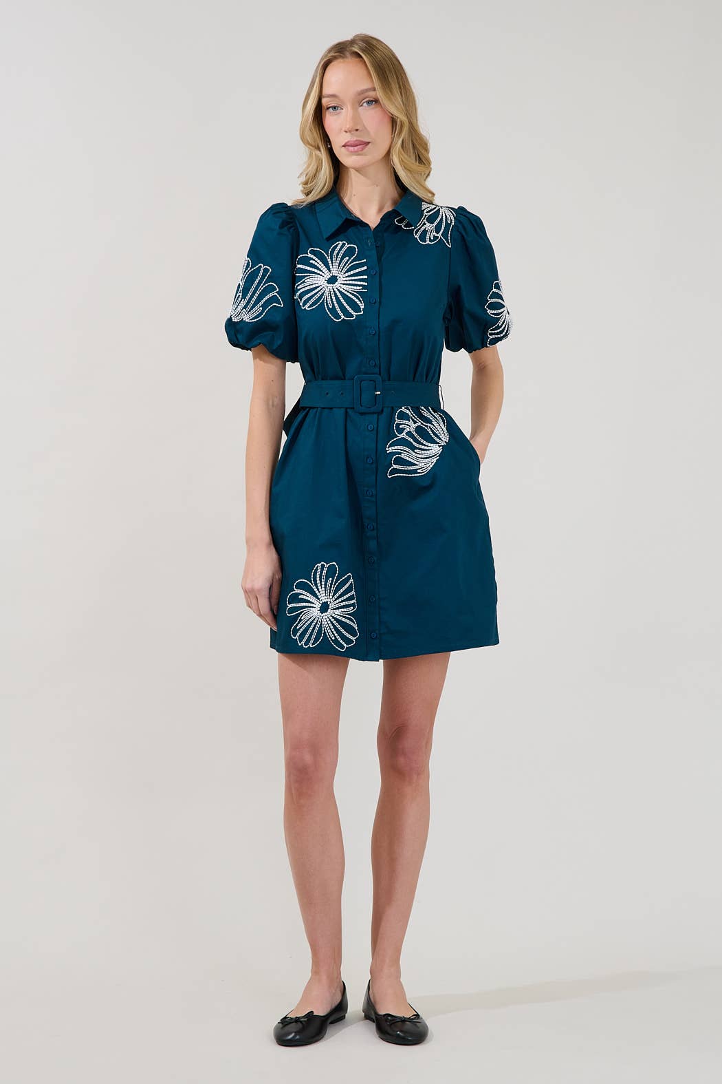 Aurely Embroidery Mini Dress