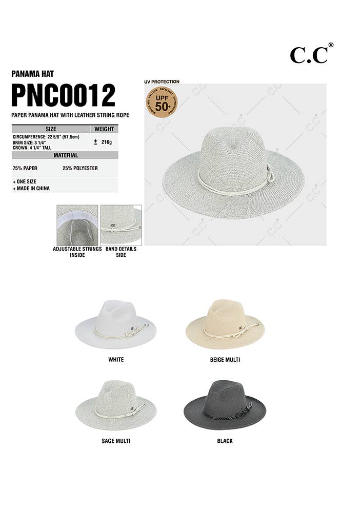 Leather String Rope Band Hat