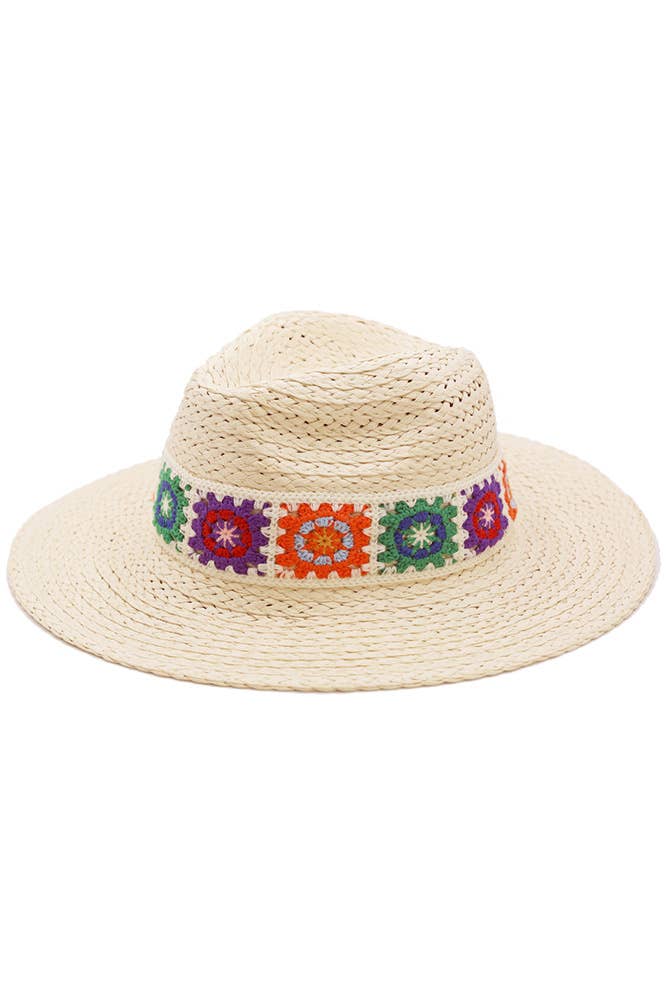 Crochet Band Straw Hat