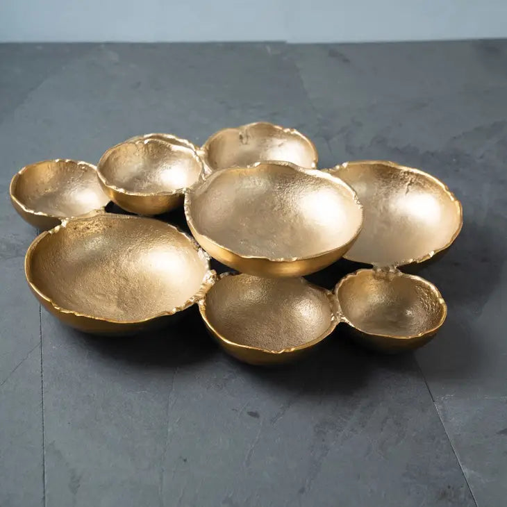 Gold Textured 9 Bowl Tray