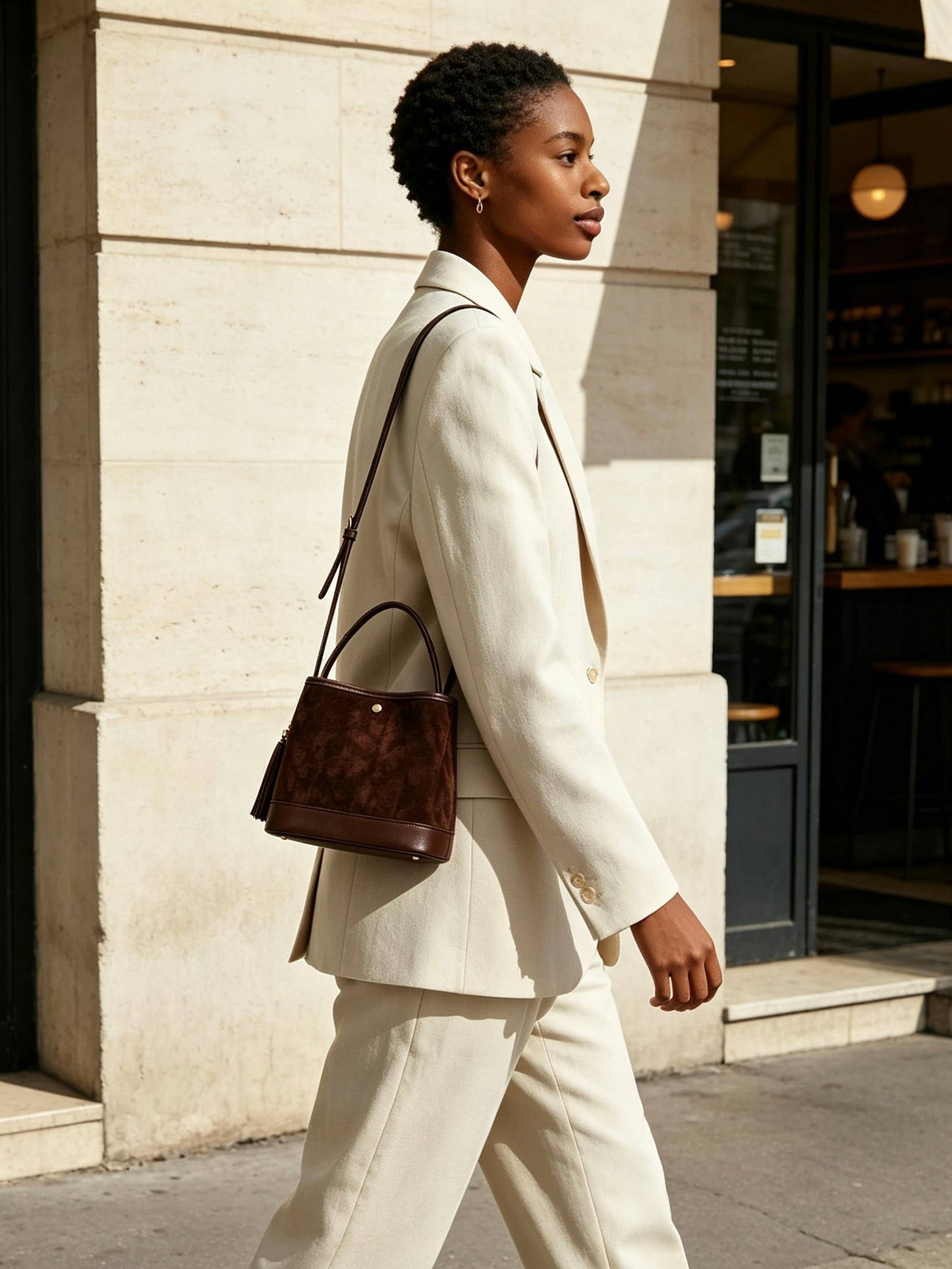 Italian Suede Bucket Bag