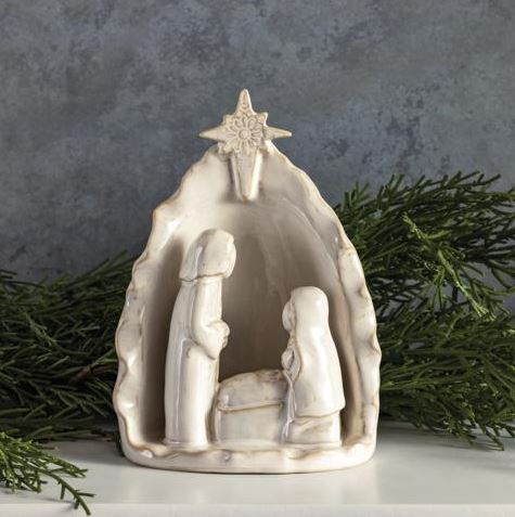 White Stoneware Nativity Scene