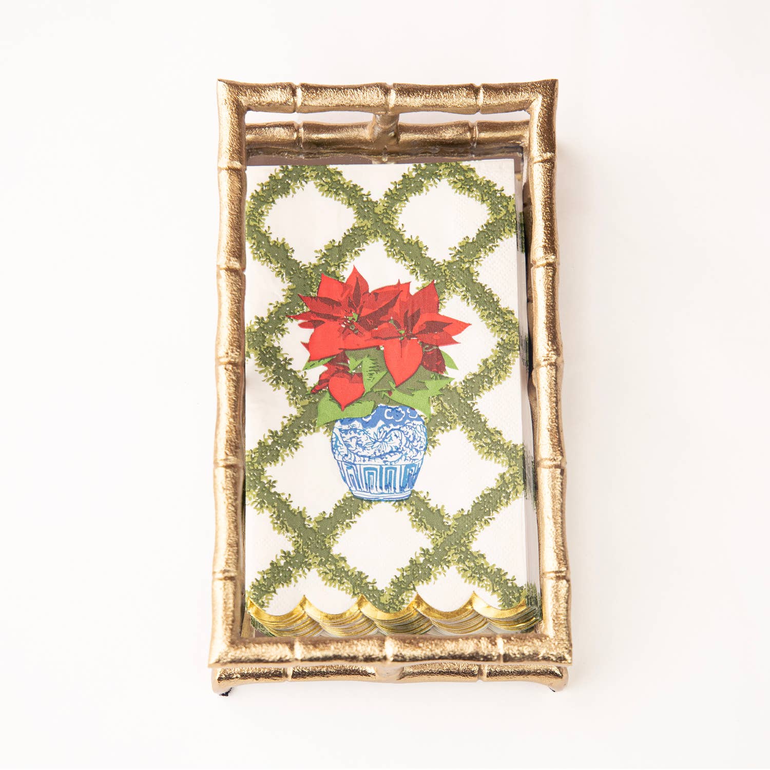 Interwoven Poinsettias Paper Guest Towel - Thumbnail 2