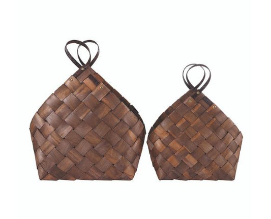 Dark Brown Wood Fiber Baskets - Set of 2