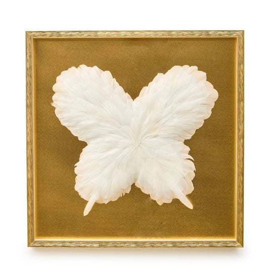 Butterfly in Feathers Shadow Box Wall Art