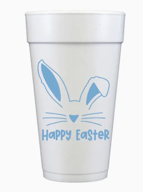 Bunny Ears Blue Happy Easter Foam Cups