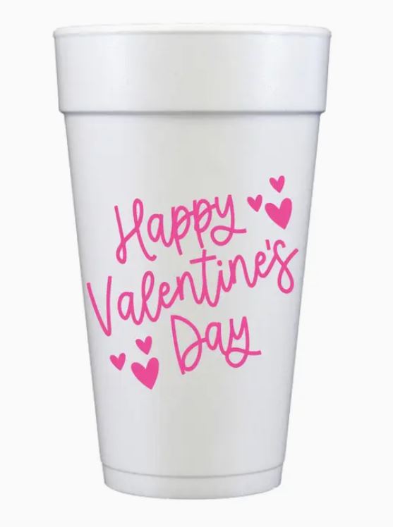 Happy Valentine's Day Hearts Galentines Foam Cups