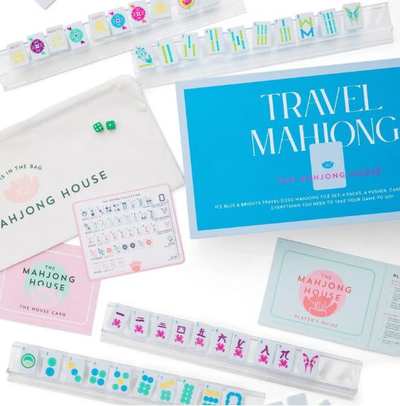 The Mahjong House Travel Mahjong Set - Ice Blue & Bright's