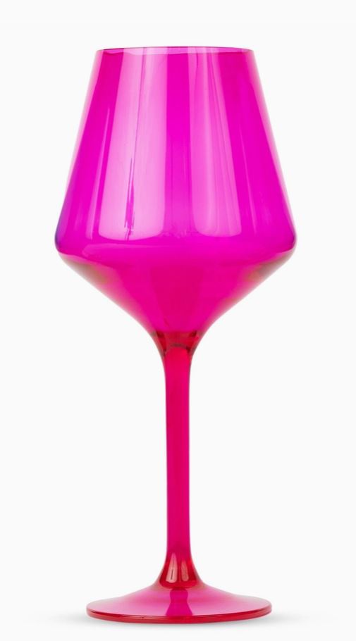 Acrylic Stemmed Wine Glasses-Fuchsia