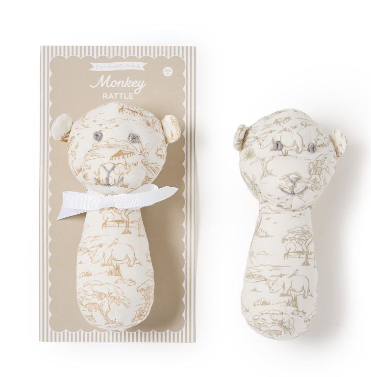 Safari Toile Pattern Monkey Rattle