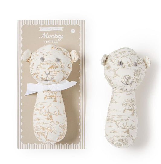 Safari Toile Pattern Monkey Rattle
