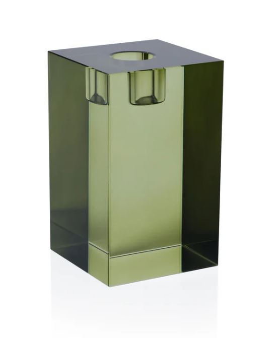 Green Crystal Glass Taper Holder