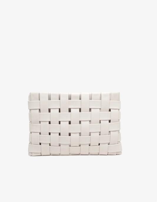 Large Lindy Woven Clutch - Off White