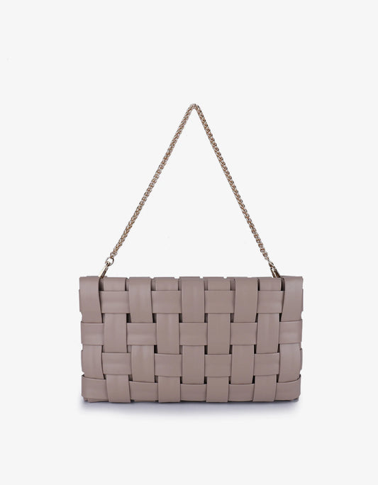 Small Lindy Woven Clutch - Light Tan