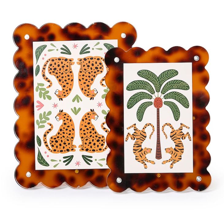 Tortoise Print Scalloped Edge Acrylic Photo Frame