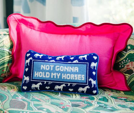 Hold My Horses Needlepoint Pillow