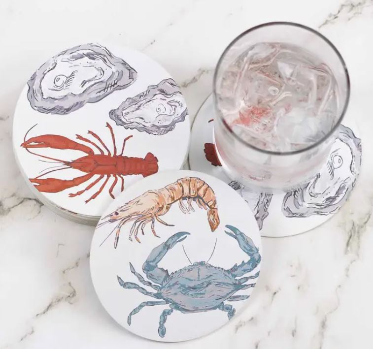 Seafood Reversible Paper Coasters