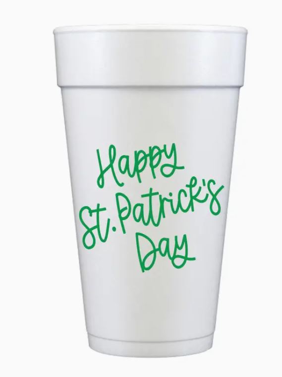Happy St. Patrick's Day Green Foam Cups