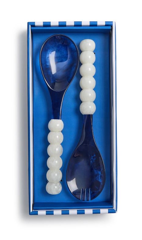 Blue and White Salad Server Set