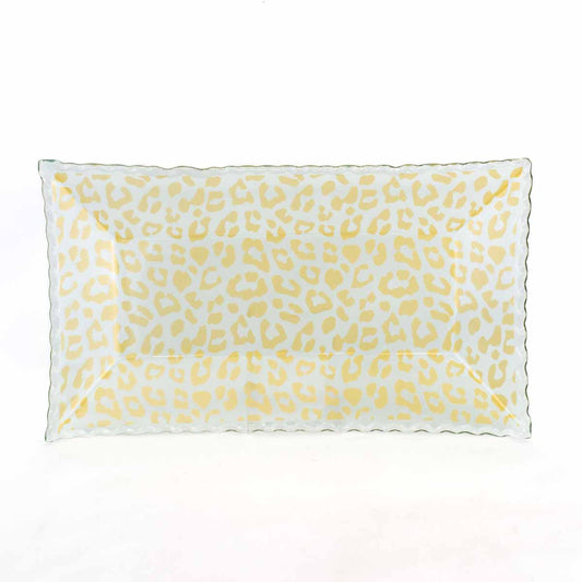 Leopard Rectangle Glass Serving Tray