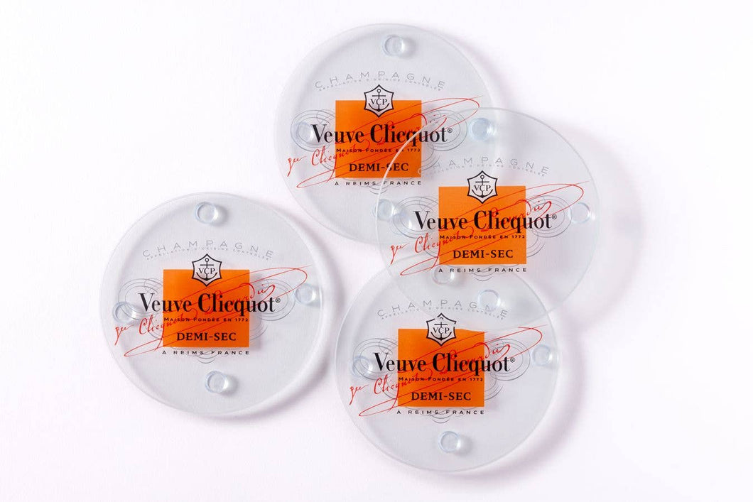 Veuve Round Glass Coasters
