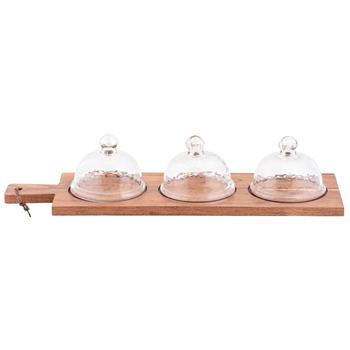 Wood and Hammered Glass Cloche Tray