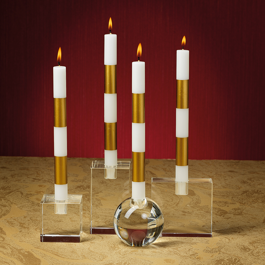 Gold Stripe Taper Candles