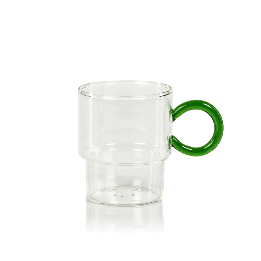 Tea & Coffee Glass w/ Green Handle