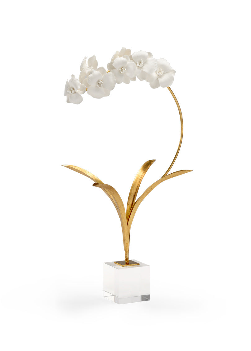 Gold Orchid on Crystal Block