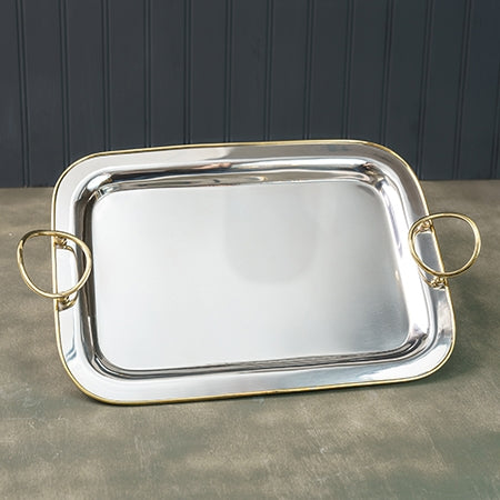Lazare SS w/Gold Handle Rectangle Tray