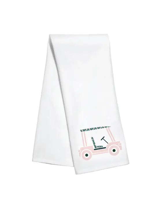 Pink Golf Cart Kitchen Towel