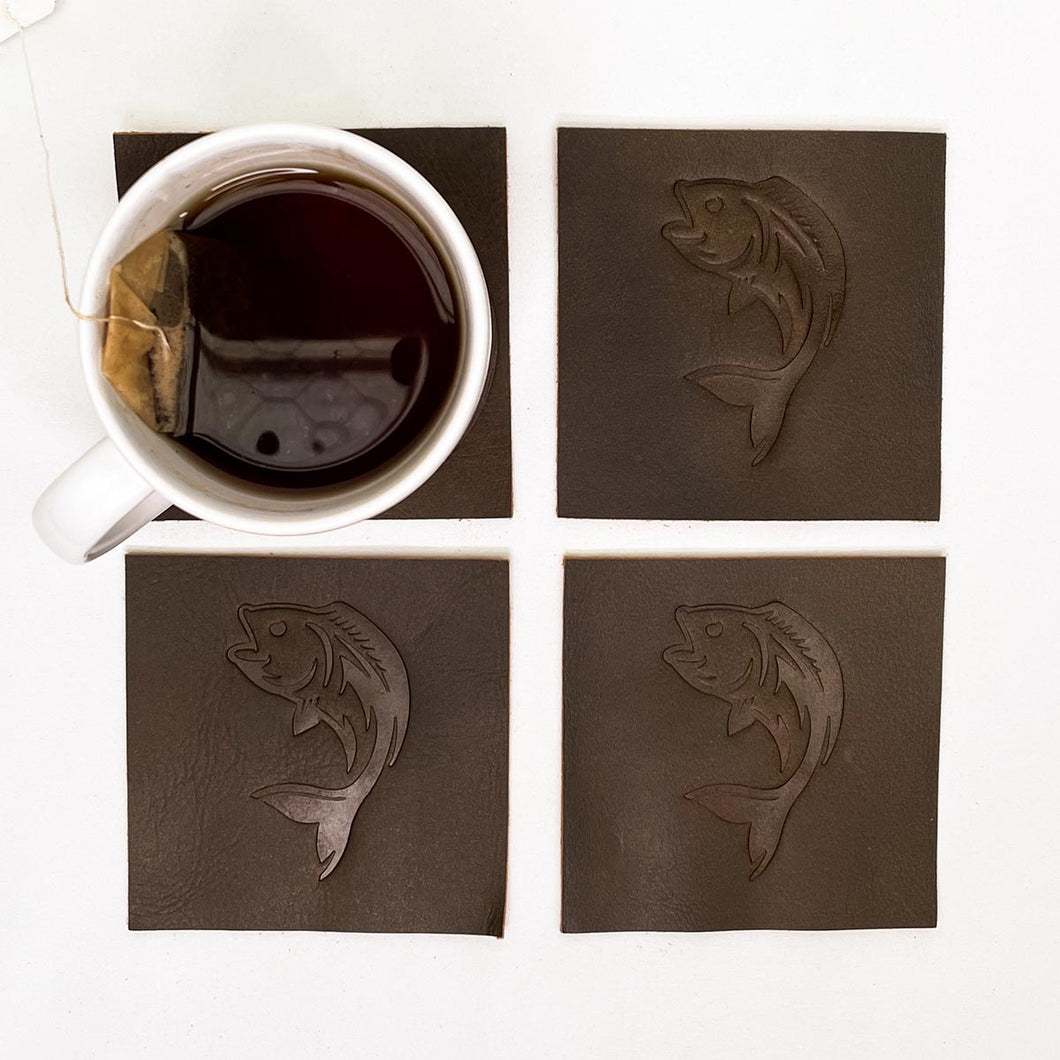 Leather Fish Embossed Coasters