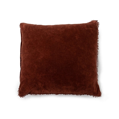 Rust Velvet Pom Pom Pillow