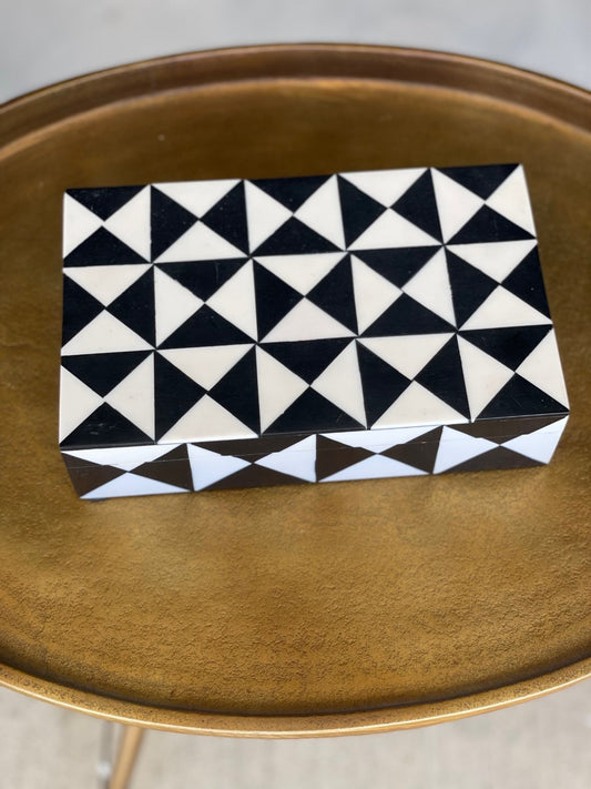 Black & White Bone Inlay Trinket Box